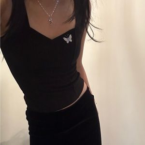 butterfly black tank top